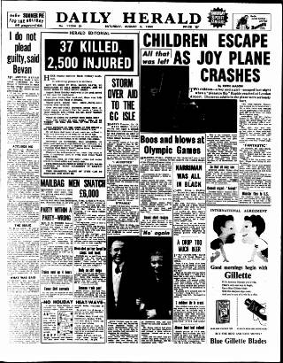 cover page of Daily Herald published on August 2, 1952