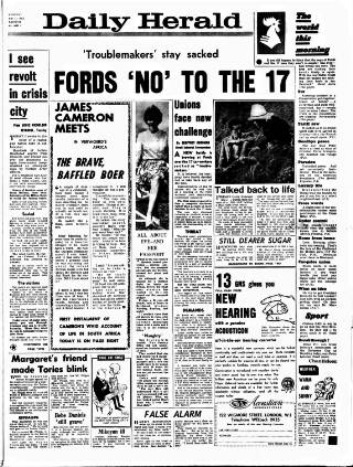 cover page of Daily Herald published on May 22, 1963