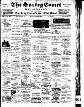 cover page of Surrey Comet published on April 1, 1903