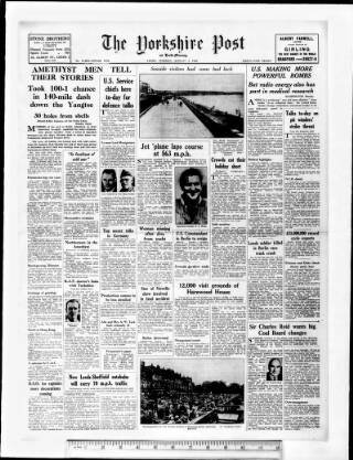 cover page of Yorkshire Post and Leeds Intelligencer published on August 2, 1949