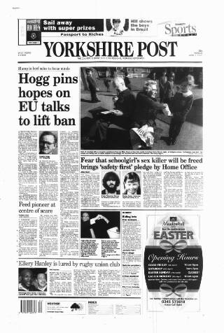 cover page of Yorkshire Post and Leeds Intelligencer published on April 1, 1996
