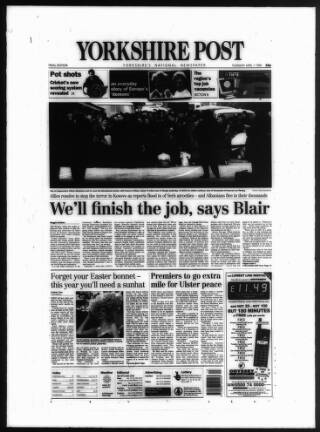 cover page of Yorkshire Post and Leeds Intelligencer published on April 1, 1999