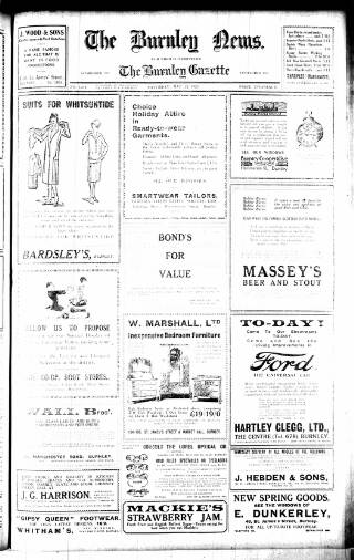 cover page of Burnley News published on May 22, 1926