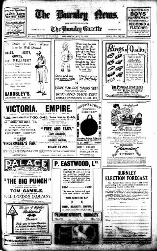 cover page of Burnley News published on May 22, 1929