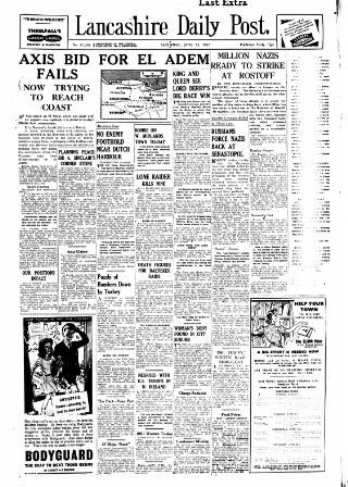 cover page of Lancashire Evening Post published on June 13, 1942
