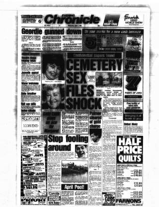 cover page of Newcastle Evening Chronicle published on April 1, 1987