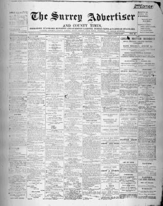 cover page of Surrey Advertiser published on August 2, 1924