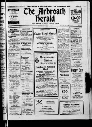cover page of Arbroath Herald published on November 2, 1979