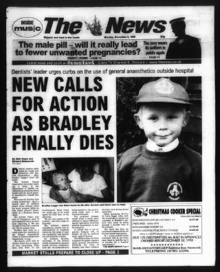 cover page of Portsmouth Evening News published on November 2, 1998