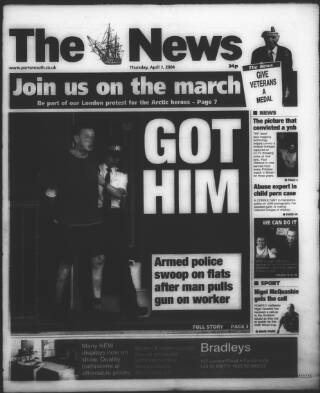 cover page of Portsmouth Evening News published on April 1, 2004