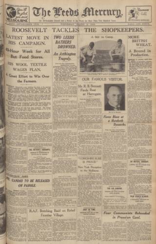 cover page of Leeds Mercury published on August 2, 1933