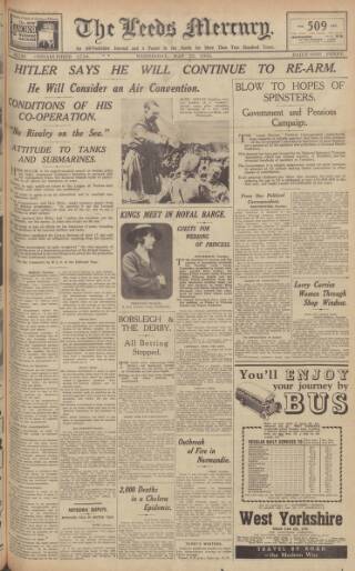 cover page of Leeds Mercury published on May 22, 1935