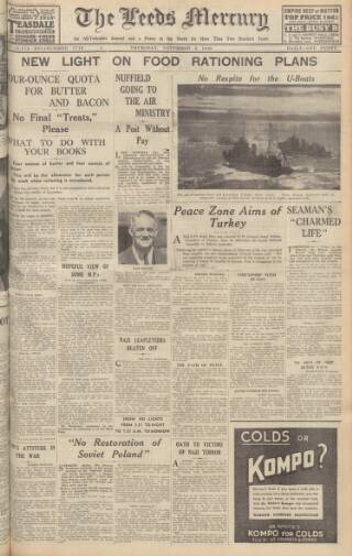 cover page of Leeds Mercury published on November 2, 1939