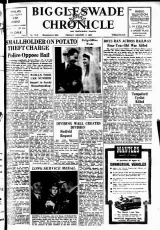 cover page of Biggleswade Chronicle published on August 2, 1957