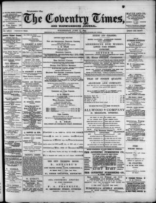 cover page of Coventry Times published on June 13, 1894