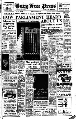 cover page of Bury Free Press published on November 2, 1962