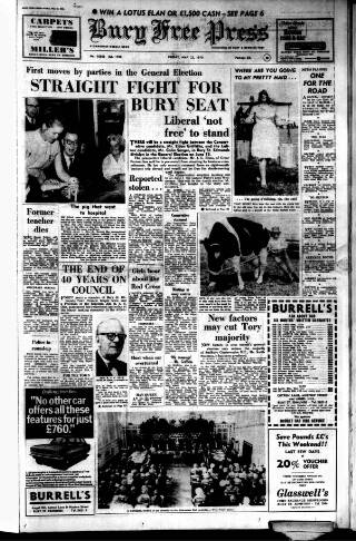 cover page of Bury Free Press published on May 22, 1970
