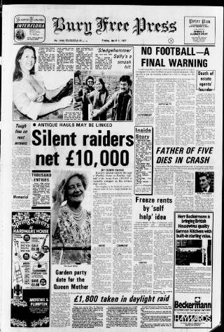 cover page of Bury Free Press published on April 1, 1977