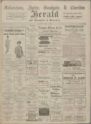 cover page of Folkestone, Hythe, Sandgate & Cheriton Herald published on April 1, 1916