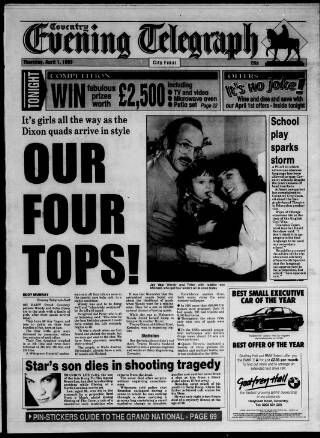 cover page of Coventry Evening Telegraph published on April 1, 1993