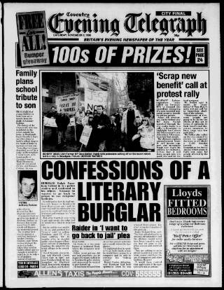 cover page of Coventry Evening Telegraph published on November 2, 1996