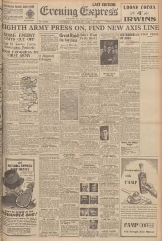 cover page of Liverpool Evening Express published on April 1, 1943