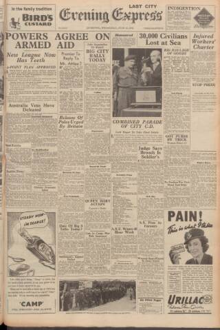 cover page of Liverpool Evening Express published on June 13, 1945