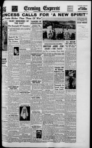 cover page of Liverpool Evening Express published on May 22, 1948