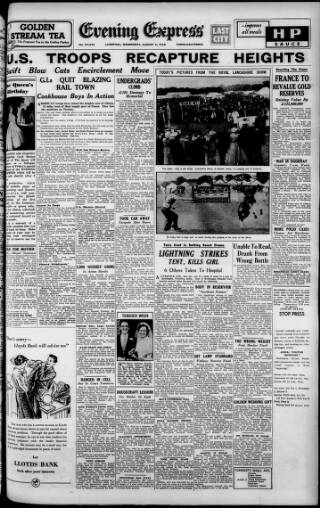 cover page of Liverpool Evening Express published on August 2, 1950