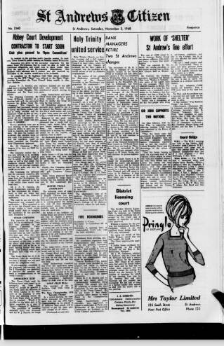 cover page of St. Andrews Citizen published on November 2, 1968