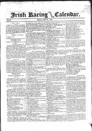 cover page of Irish Racing Book and Sheet Calendar published on May 25, 1866