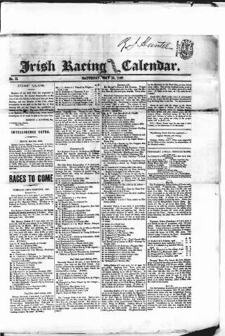 cover page of Irish Racing Book and Sheet Calendar published on May 15, 1869