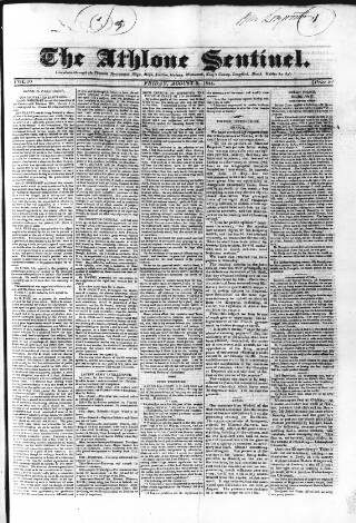 cover page of Athlone Sentinel published on August 2, 1844