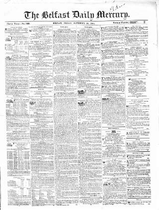 cover page of Belfast Mercury published on September 28, 1855