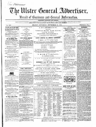 cover page of Ulster General Advertiser, Herald of Business and General Information published on September 28, 1861