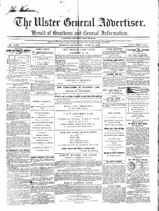cover page of Ulster General Advertiser, Herald of Business and General Information published on June 13, 1863