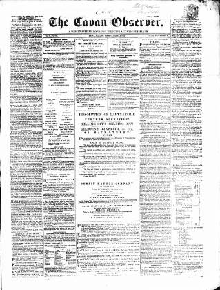 cover page of Cavan Observer published on August 2, 1862