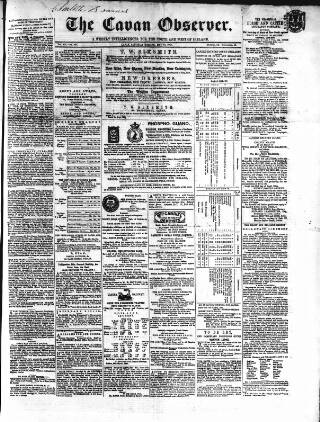 cover page of Cavan Observer published on May 30, 1863
