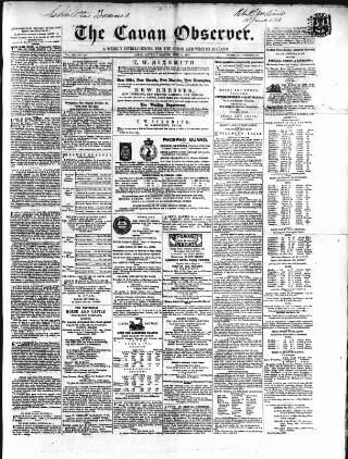 cover page of Cavan Observer published on June 13, 1863
