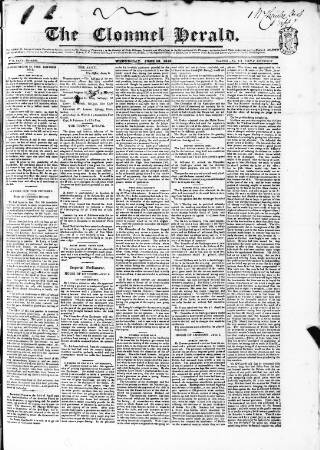 cover page of Clonmel Herald published on June 13, 1832