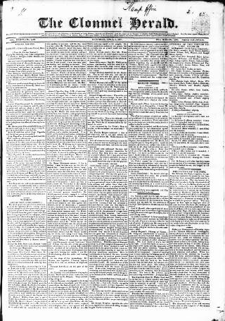cover page of Clonmel Herald published on April 1, 1837