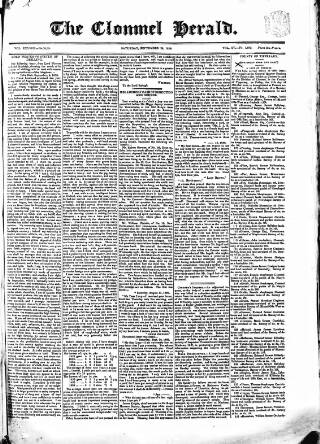 cover page of Clonmel Herald published on September 28, 1839