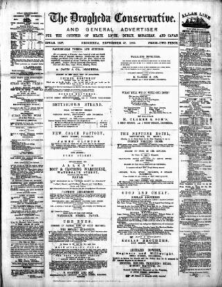 cover page of Drogheda Conservative published on September 28, 1889