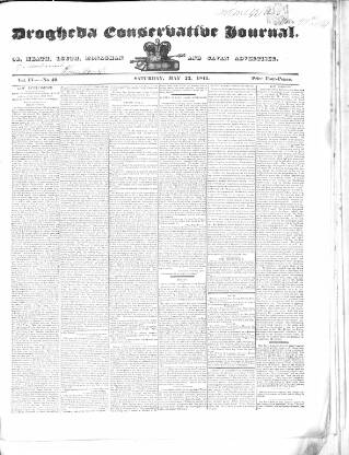 cover page of Drogheda Conservative Journal published on May 22, 1841