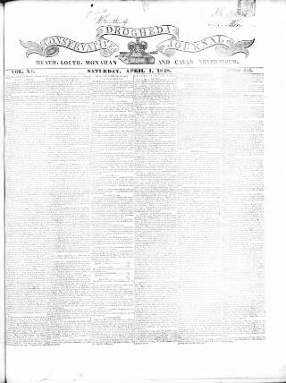 cover page of Drogheda Conservative Journal published on April 1, 1848