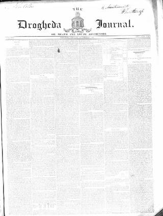 cover page of Drogheda Journal, or Meath & Louth Advertiser published on September 28, 1839