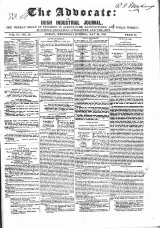cover page of Advocate published on May 22, 1850