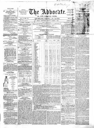 cover page of Advocate published on August 2, 1854