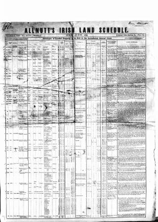 cover page of Allnut's Irish Land Schedule published on August 2, 1852