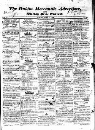 cover page of Dublin Mercantile Advertiser published on April 1, 1833
